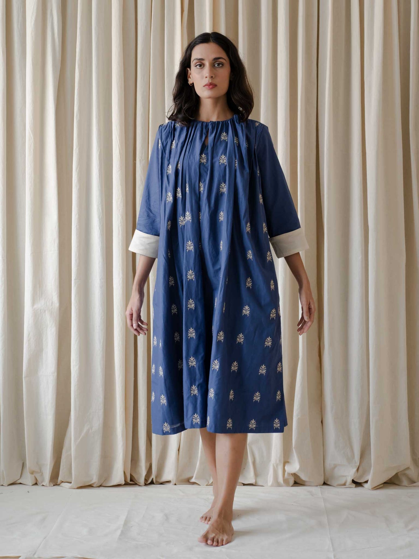 Marble Blue Embroidered Dress