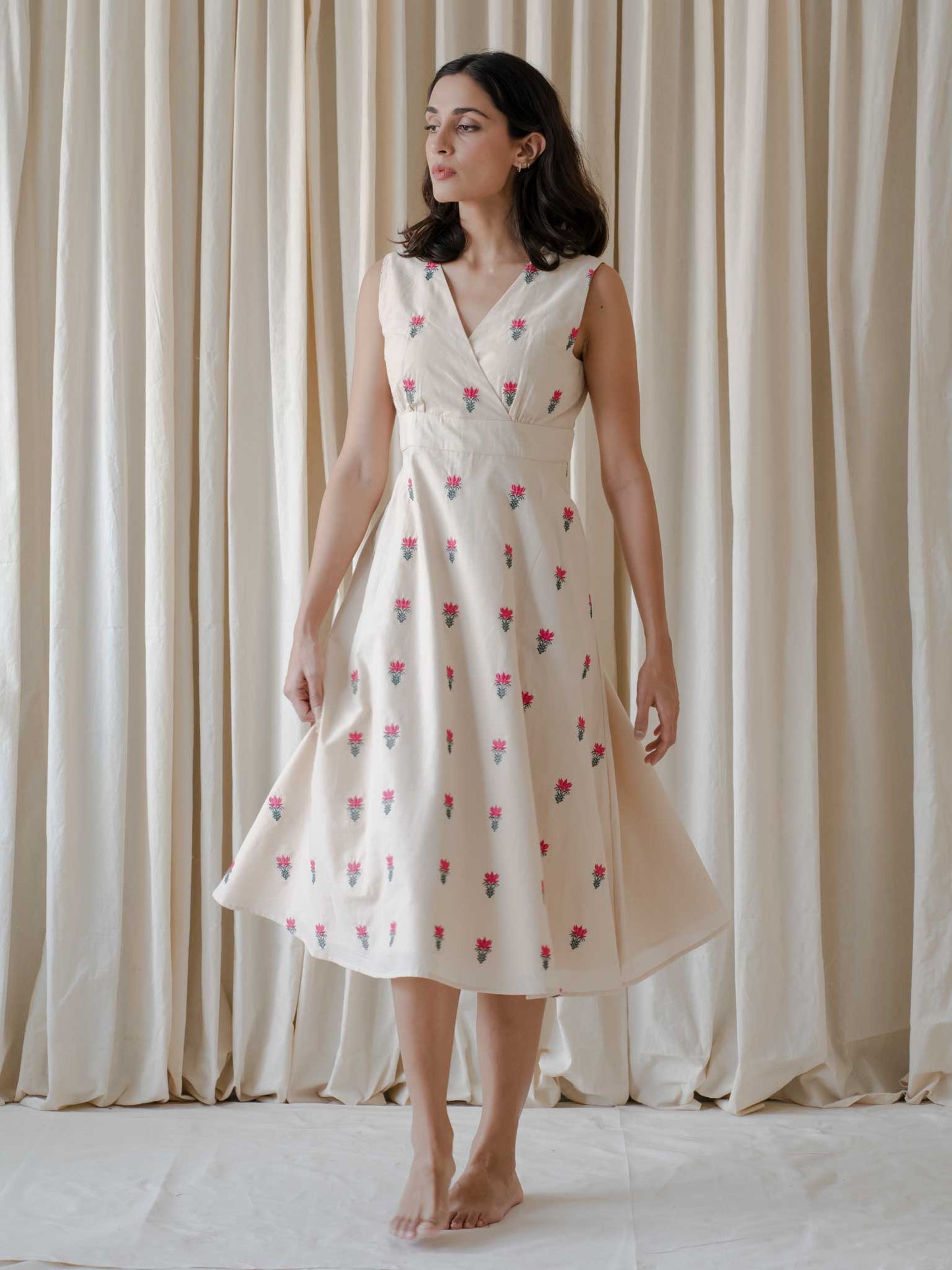 Mel Beige Embroidered Dress