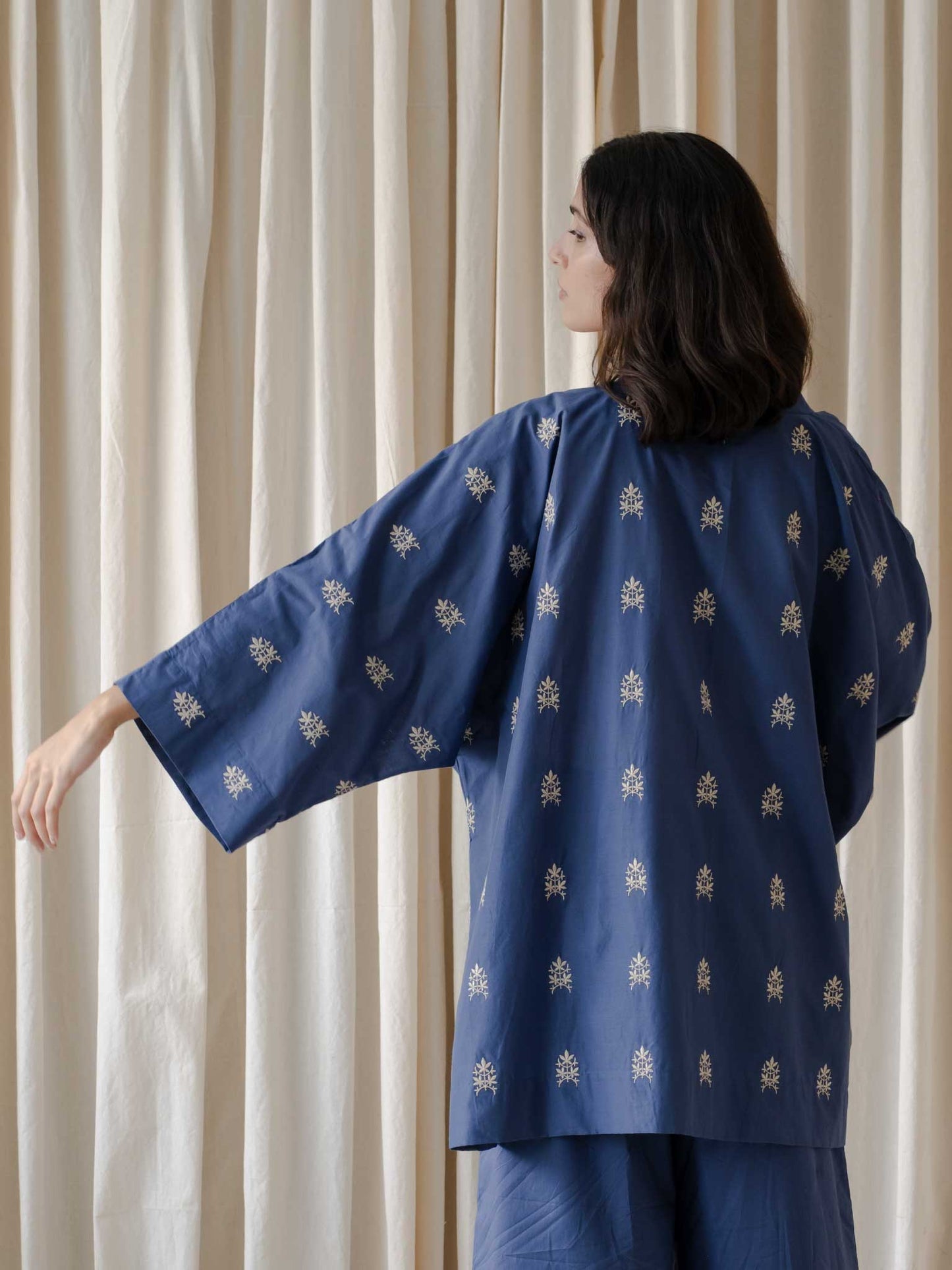 Nova Blue Embroidered Kimono