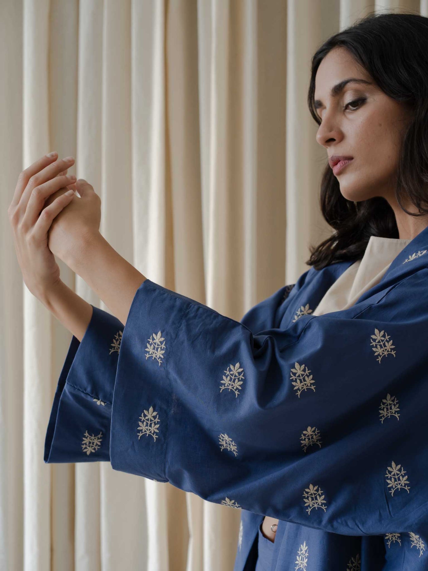 Nova Blue Embroidered Kimono