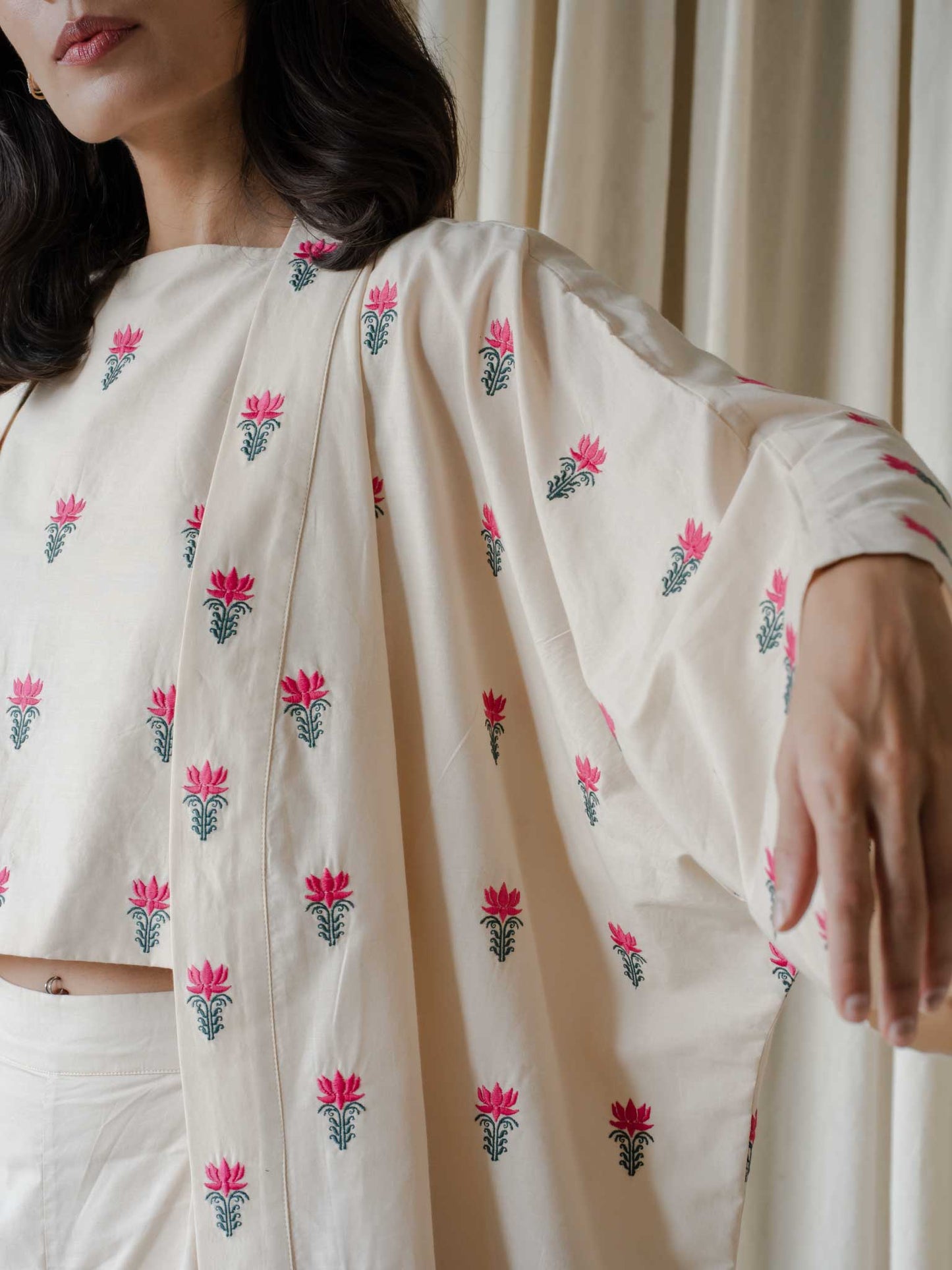 Nina Beige Embroidered Kimono