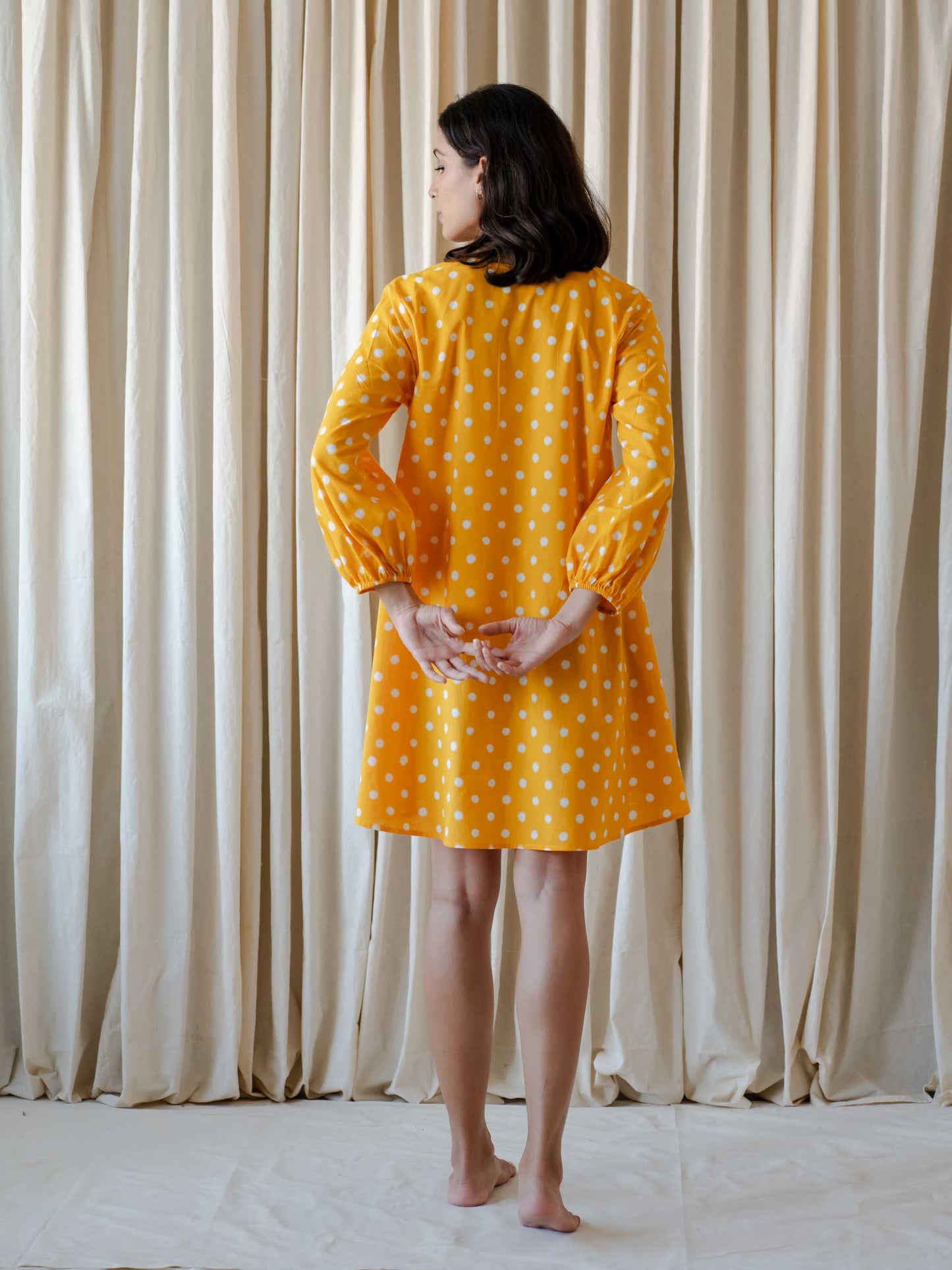 Dawn Yellow Polka A-line dress