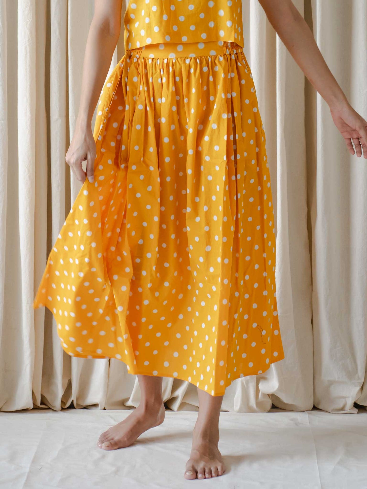 Aurora Yellow Polka Gathered skirt